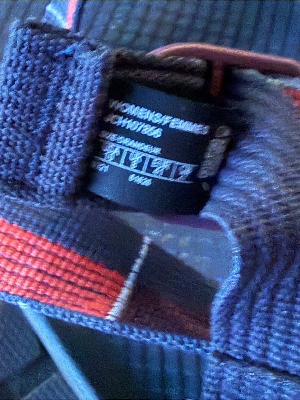 Chaco Womens/Unisex Sandals Navy with Red and Orange Straps - Picture 3 of 3